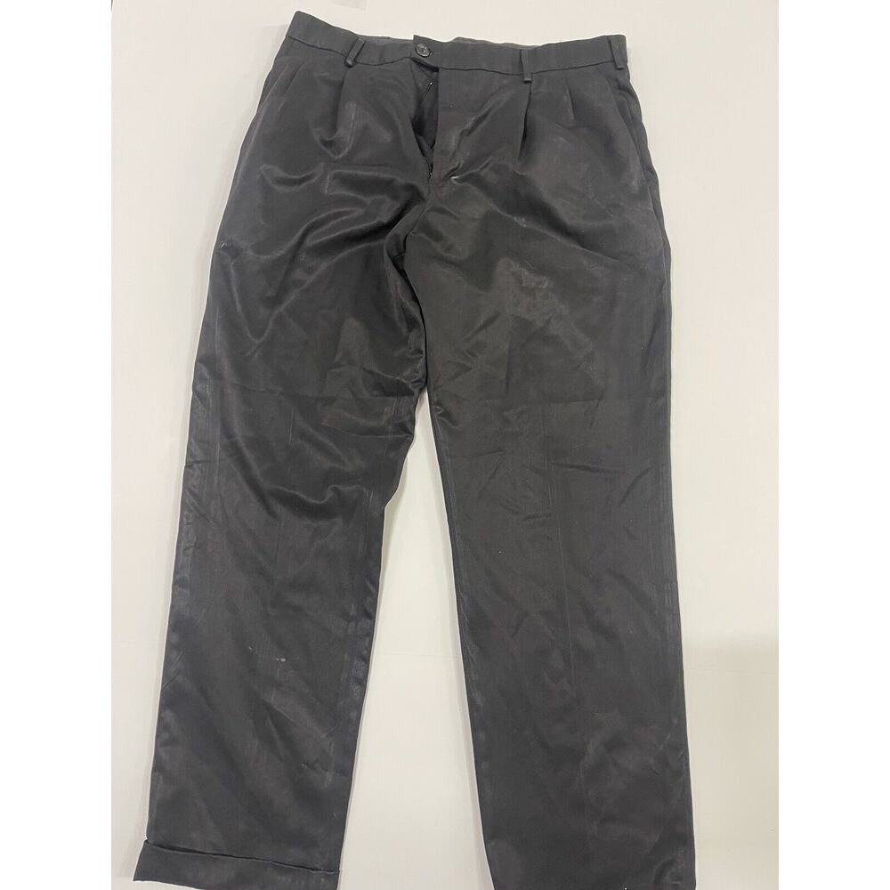 Dockers Premium Mens Pants Pleated 36x32 Black Relaxed Fit